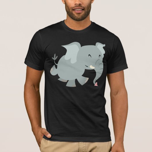Joyful Cartoon Elephant T-shirt (Voorkant)