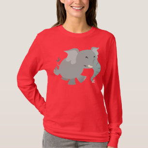 Joyful Cartoon Elephant Vrouwen T-shirt