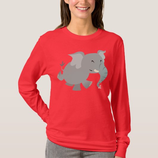 Joyful Cartoon Elephant Vrouwen T-shirt (Voorkant)
