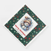 Joyful cartoon snowman with snowflakes kids napkin servet (Hoek)