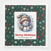Joyful cartoon snowman with snowflakes kids napkin servet (Voorkant)