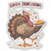 Joyful Cartoon Turkey Thanksgiving Sticker (Voorkant)