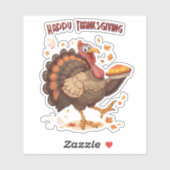 Joyful Cartoon Turkey Thanksgiving Sticker (Vel)