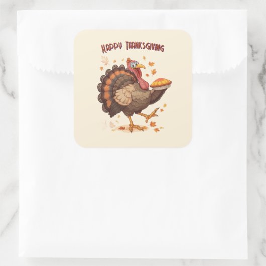 Joyful Cartoon Turkey Thanksgiving Sticker (Tas)