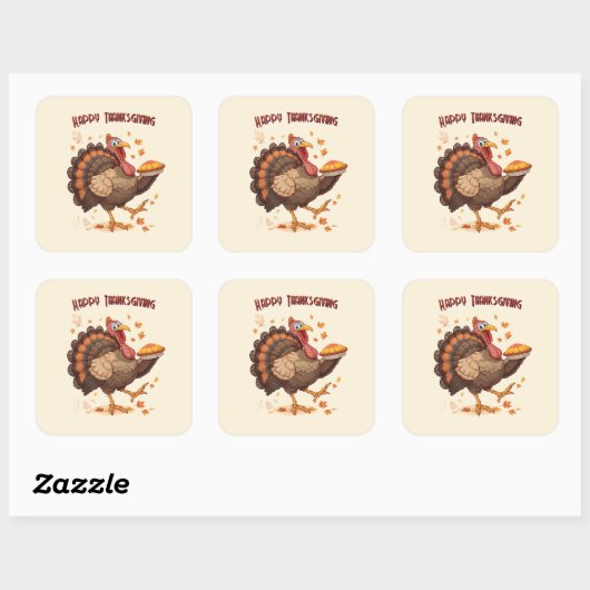 Joyful Cartoon Turkey Thanksgiving Sticker (Vel)