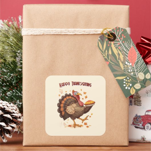 Joyful Cartoon Turkey Thanksgiving Sticker (Feestdagen)