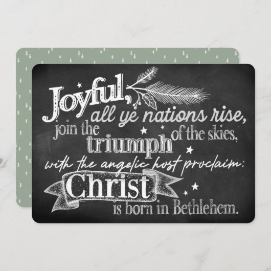 Joyful | Chalkboard Typography Flat Holiday Kaart (Voorkant / Achterkant)