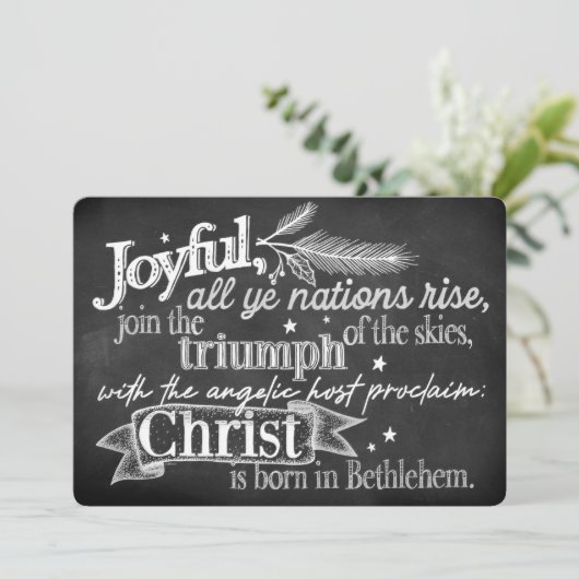 Joyful | Chalkboard Typography Flat Holiday Kaart (Staand voorkant)