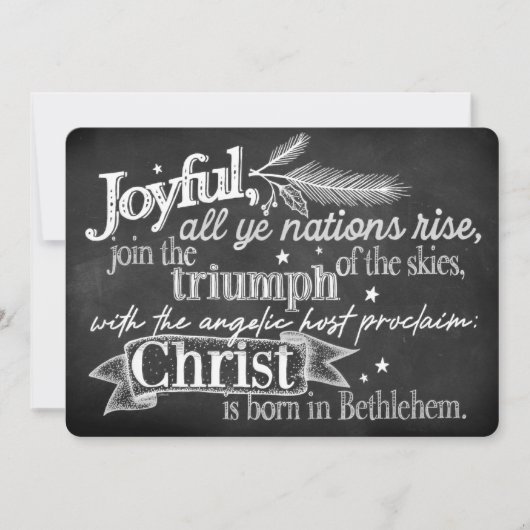 Joyful | Chalkboard Typography Flat Holiday Kaart (Voorkant)