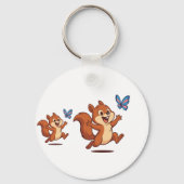 Joyful Chase – Happy Squirrel & Butterfly Sleutelhanger (Voorkant)