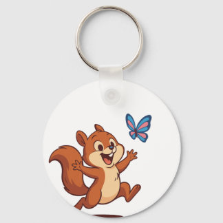 Joyful Chase – Happy Squirrel & Butterfly Sleutelhanger