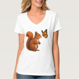 Joyful Chase – Happy Squirrel & Butterfly T-shirt