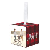 Joyful check multi foto kerstdecoratie decoratie (Voorkant hoekig)