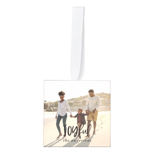 Joyful check multi foto kerstdecoratie decoratie (Voorkant)