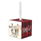 Joyful check multi foto kerstdecoratie decoratie (Achter hoekig)