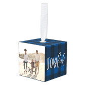 Joyful check multi foto kerstdecoratie decoratie (Voorkant hoekig)