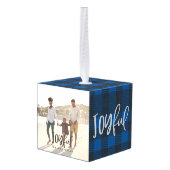 Joyful check multi foto kerstdecoratie decoratie (Achter hoekig)