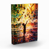 Joyful Child Playing with Birds Sunrise Water Fotoblokken (Links)