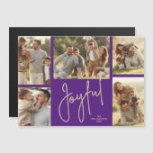 JOYFUL Christmas 5 Photo Purple Magnetic Cards (Voorkant / Achterkant)