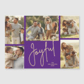 JOYFUL Christmas 5 Photo Purple Magnetic Cards (Voorkant)