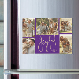JOYFUL Christmas 5 Photo Purple Magnetic Cards