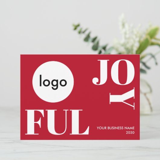 Joyful Christmas Company Logo Business Custom Feestdagenkaart (Staand voorkant)