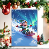 Joyful Christmas Elf Sledding Personalize Kaart