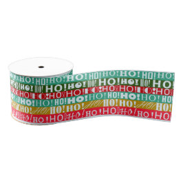 Joyful Christmas HO! HO! HO! in Colorful Stripes  Grosgrain Lint