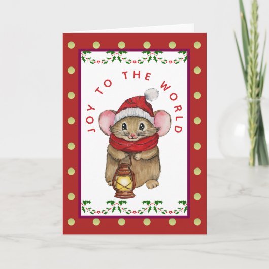 Joyful Christmas mouse greeting card Feestdagen Kaart (Voorkant)