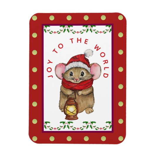 Joyful Christmas mouse greeting card Magneet (Verticaal)