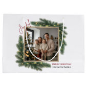 Joyful Christmas Personalized Family Photo Gift Ba Groot Cadeauzakje (Achterkant)