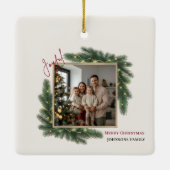 Joyful Christmas Personalized Family Photo Keramisch Ornament (Achterkant)