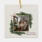 Joyful Christmas Personalized Family Photo Keramisch Ornament (Voorkant)