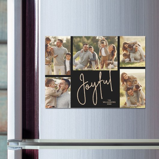 JOYFUL Christmas Photo Collage Magnetic Cards