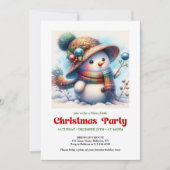 Joyful Christmas snowman invite kids party digital Kaart (Voorkant)