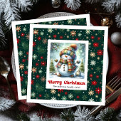 Joyful Christmas Snowman Napkins Editable Custom  Servet