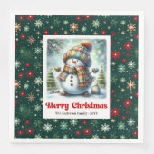 Joyful Christmas Snowman Napkins Editable Custom  Servet (Voorkant)