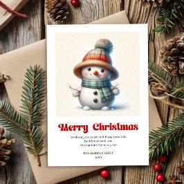 Joyful Christmas snowman watercolor holiday card Feestdagenkaart