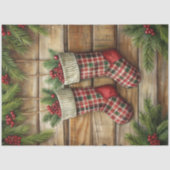 Joyful Christmas stocking tissue paper pine wreath Tissuepapier (Voorkant)