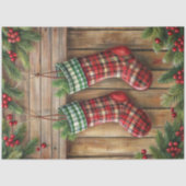 Joyful Christmas stocking tissue paper pine wreath Tissuepapier (Voorkant)