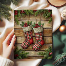 Joyful Christmas stocking tissue paper pine wreath Tissuepapier