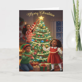 Joyful Christmas Tree Moments – Kids Holiday Card Kaart