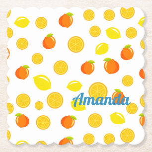 Joyful Citrus: Lemons & Sinaasappels Kartonnen Onderzetters