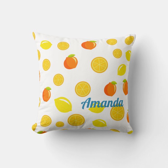 Joyful Citrus: Lemons & Sinaasappels Kussen (Voorkant)