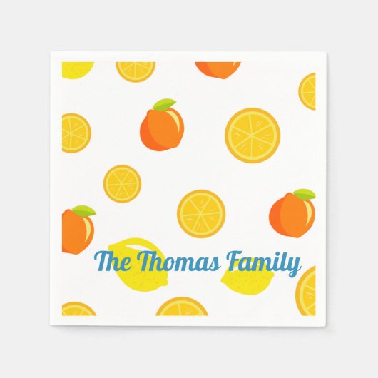 Joyful Citrus: Lemons & Sinaasappels Servet (Voorkant)