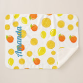 Joyful Citrus: Lemons & Sinaasappels Sherpa Deken (Voorkant (horizontaal))