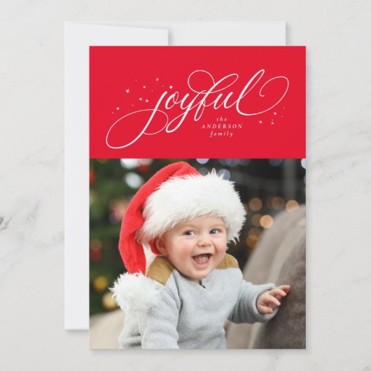 Joyful classic kerstfoto rood Vakantie Kaart (Voorkant)