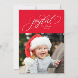 Joyful classic kerstfoto rood Vakantie Kaart