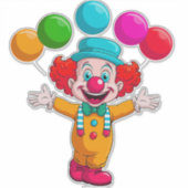 Joyful Clown With Balloons Celebrating Birthday Sticker (Voorkant)
