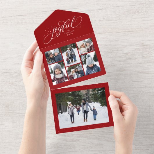 Joyful collage elegant red kerstvakantie all in one uitnodiging (Afscheurbaar)